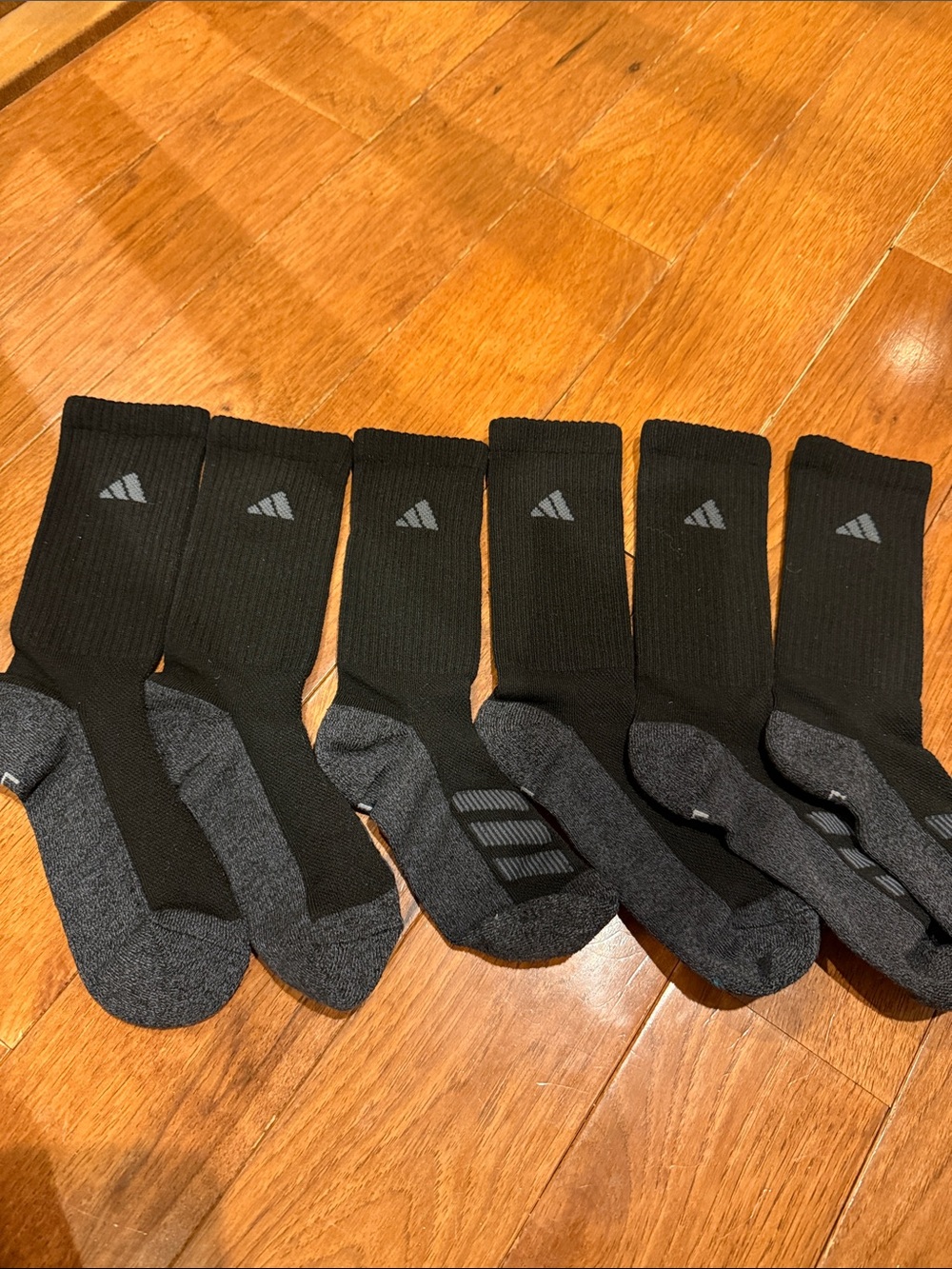 adidas Black and Gray Athletic Crew Socks - 6 Pack